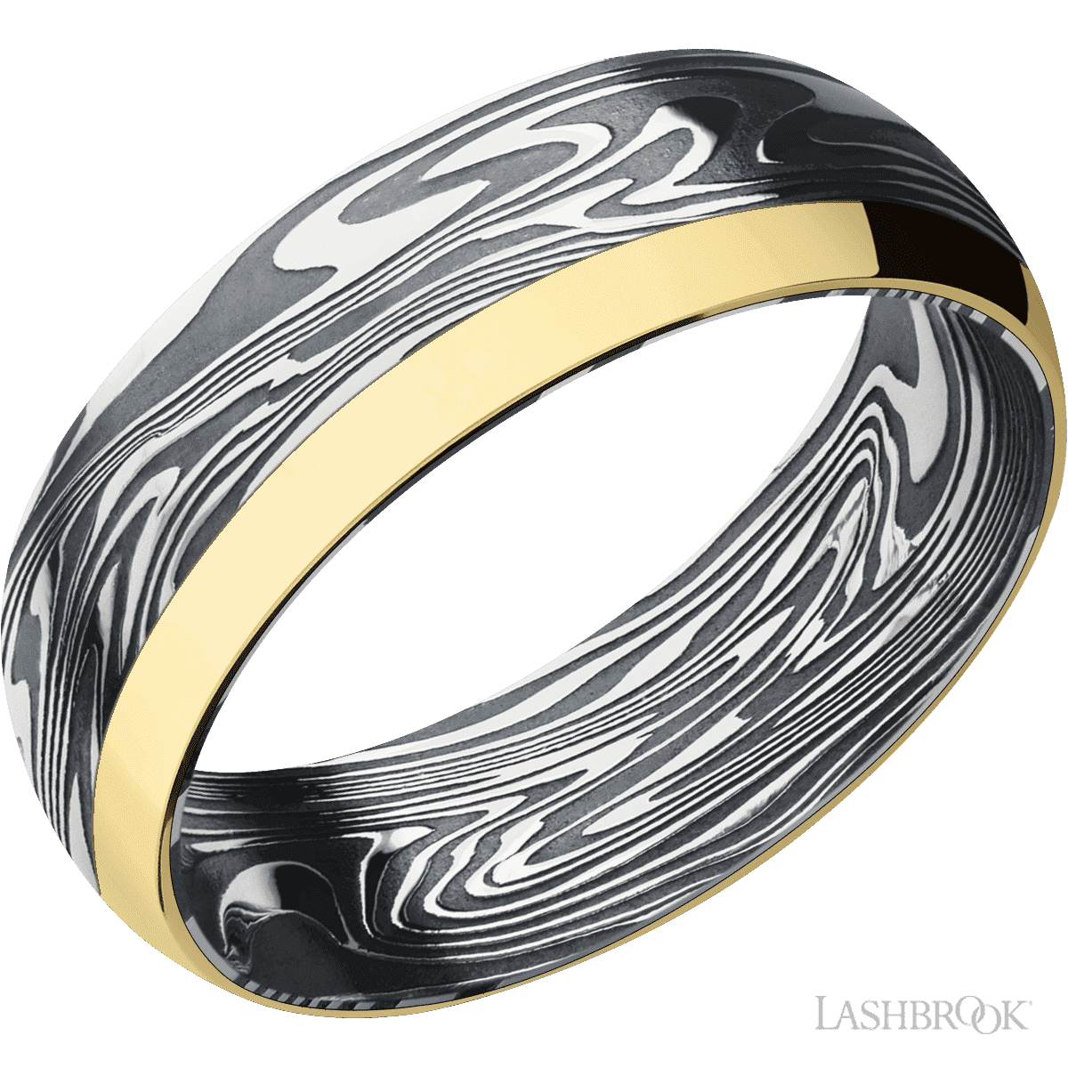 Lashbrook Kinetic Male Marriage Ring With 14K Yellow Gold Inlay - Diamonds By Rothschild