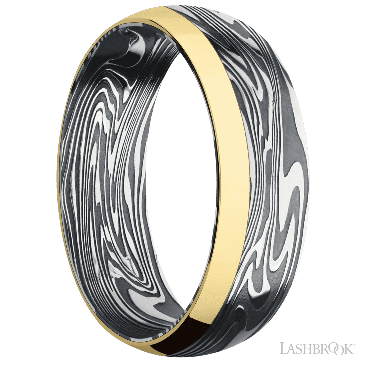Lashbrook Kinetic Male Marriage Ring With 14K Yellow Gold Inlay - Diamonds By Rothschild