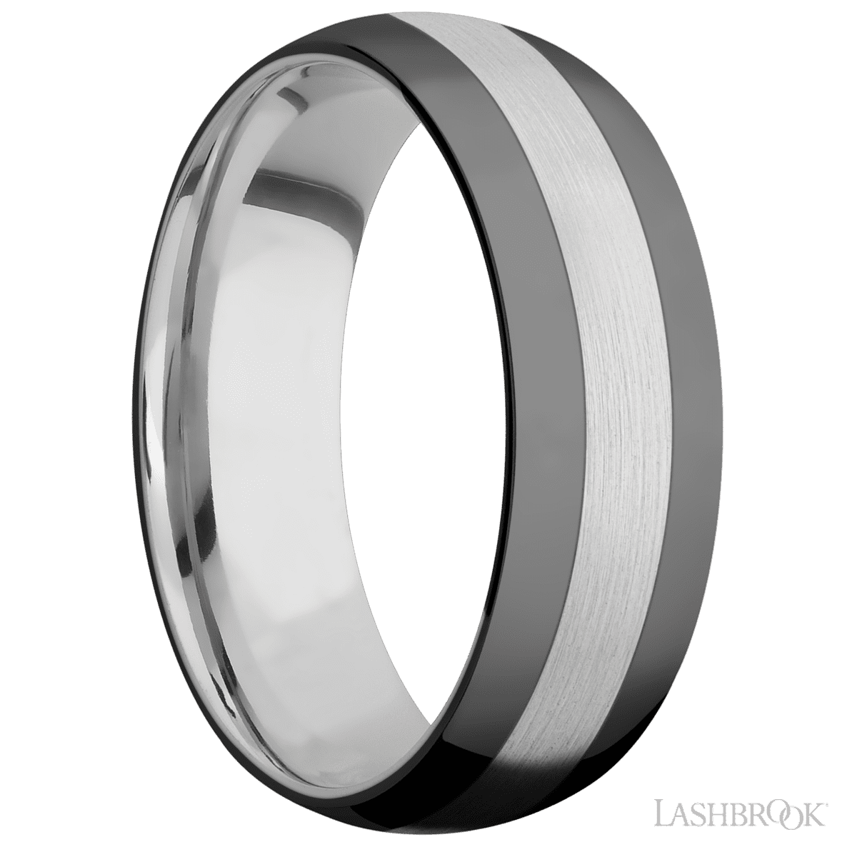 Lashbrook Male Cobalt Chrome with Satin Finish and Zirconium Inlay - Diamonds By Rothschild