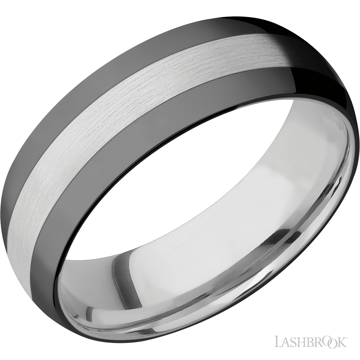 Lashbrook Male Cobalt Chrome with Satin Finish and Zirconium Inlay - Diamonds By Rothschild