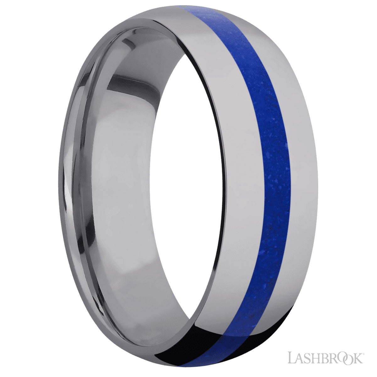 Lashbrook Male Marriage Band with Polish Finish and Lapis Inlay - Diamonds By Rothschild
