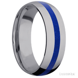Lashbrook Male Marriage Band with Polish Finish and Lapis Inlay - Diamonds By Rothschild