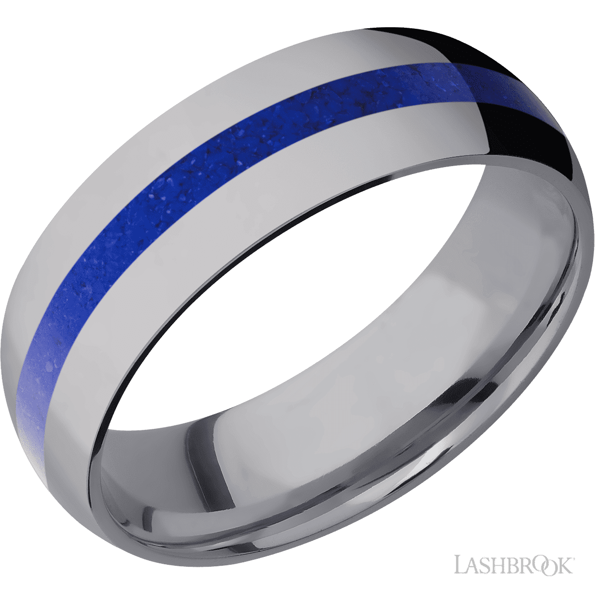 Lashbrook Male Marriage Band with Polish Finish and Lapis Inlay - Diamonds By Rothschild