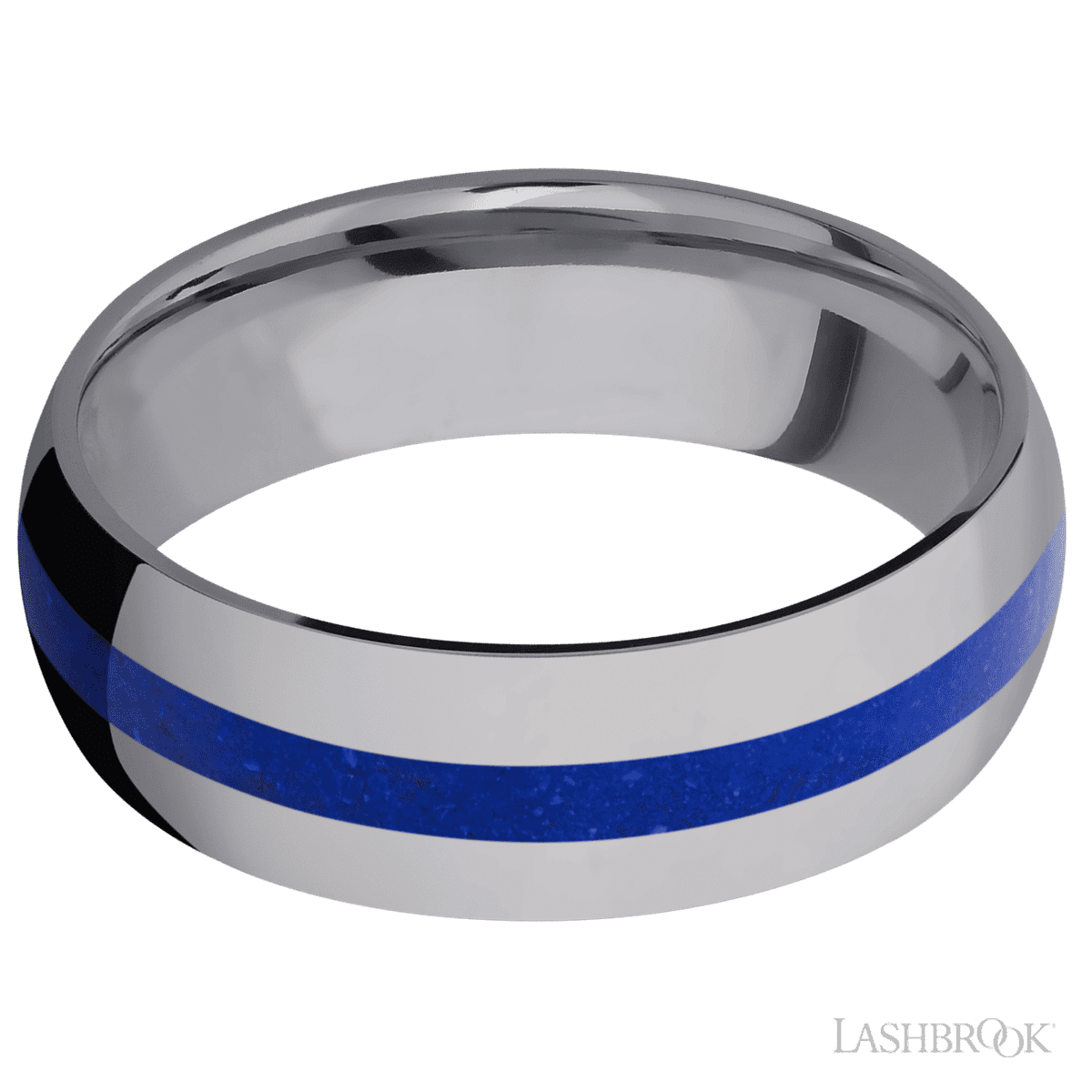 Lashbrook Male Marriage Band with Polish Finish and Lapis Inlay - Diamonds By Rothschild