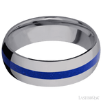 Lashbrook Male Marriage Band with Polish Finish and Lapis Inlay - Diamonds By Rothschild