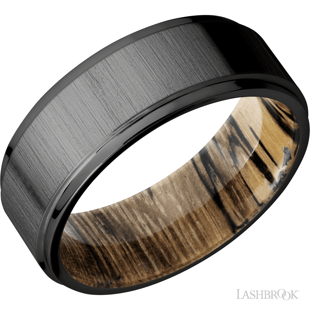 Lashbrook Male Marriage Band with Spalted Tamarind and Polish Finish - Diamonds By Rothschild