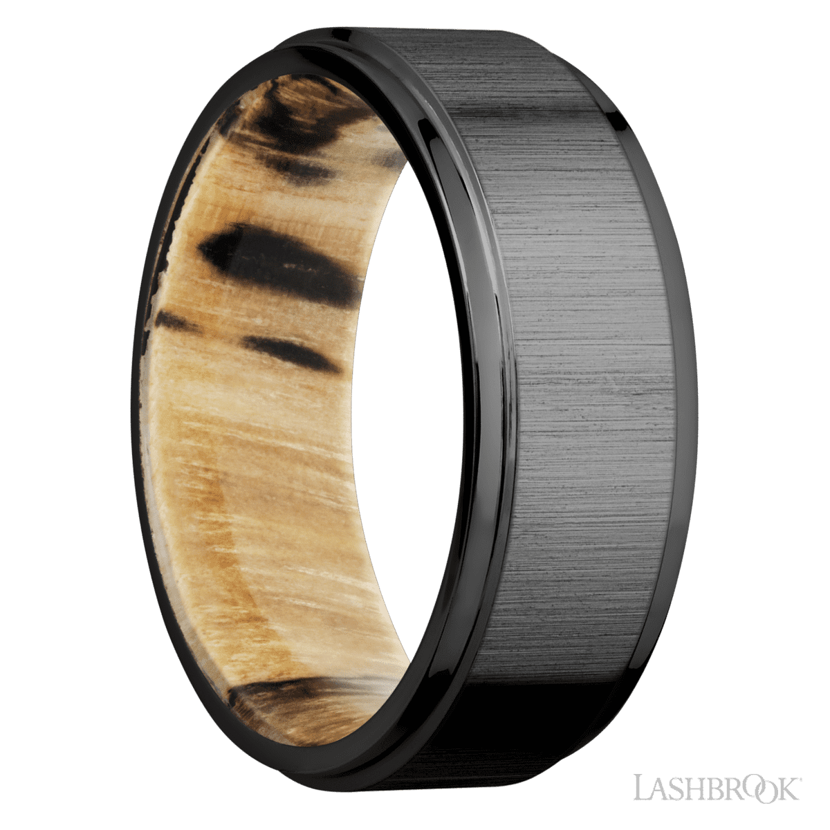 Lashbrook Male Marriage Band with Spalted Tamarind and Polish Finish - Diamonds By Rothschild