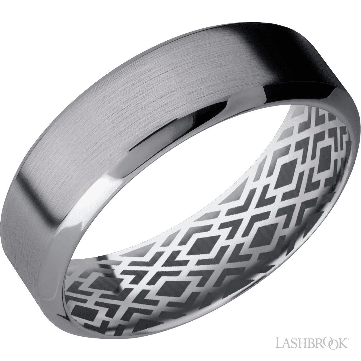 Lashbrook Male Marriage Ring With Polish Finish & Patterned Sleeve - Diamonds By Rothschild