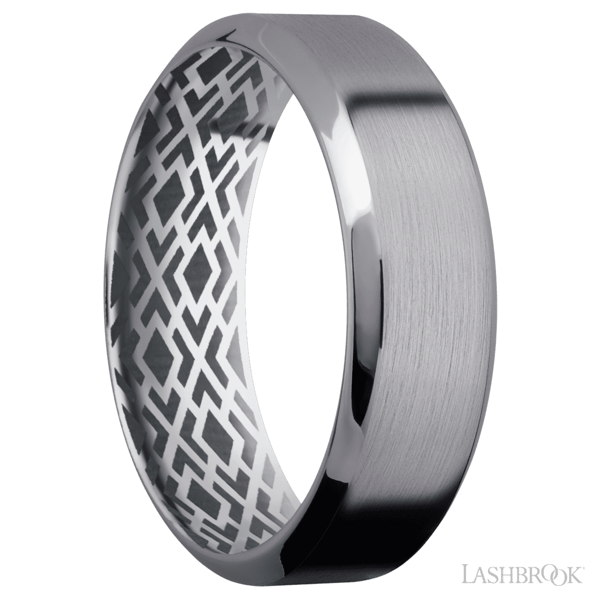 Lashbrook Male Marriage Ring With Polish Finish & Patterned Sleeve - Diamonds By Rothschild