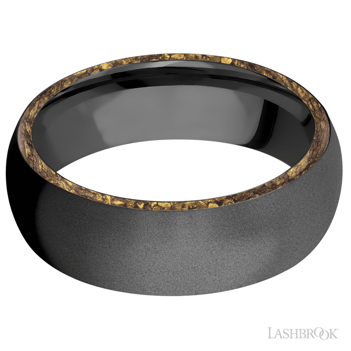 Lashbrook Male Wedding Band With Alaskan Gold Nugget Inlay - Diamonds By Rothschild