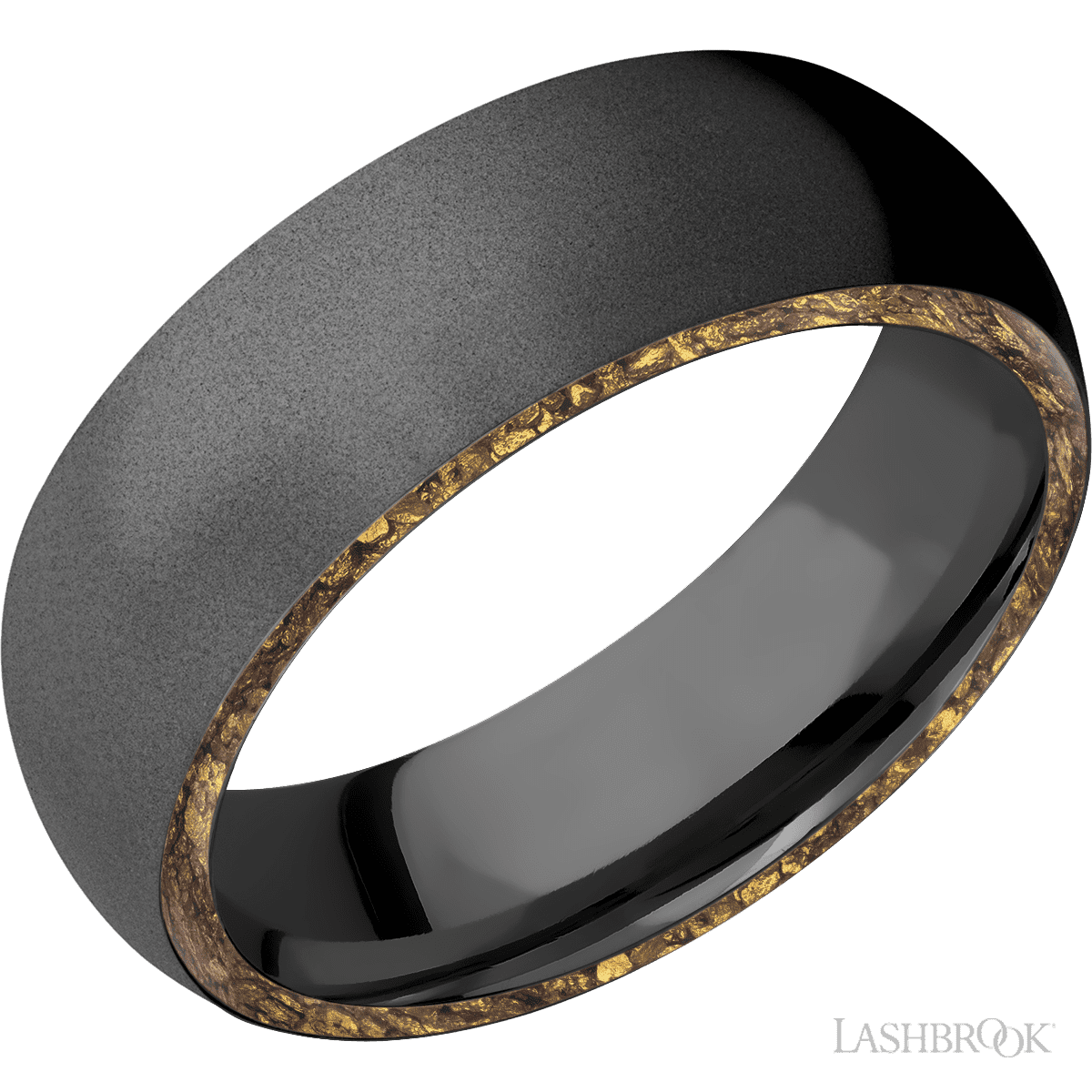 Lashbrook Male Wedding Band With Alaskan Gold Nugget Inlay - Diamonds By Rothschild