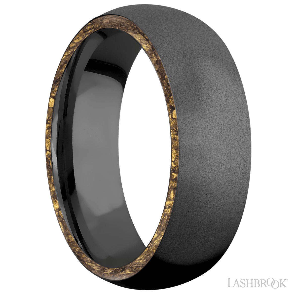 Lashbrook Male Wedding Band With Alaskan Gold Nugget Inlay - Diamonds By Rothschild
