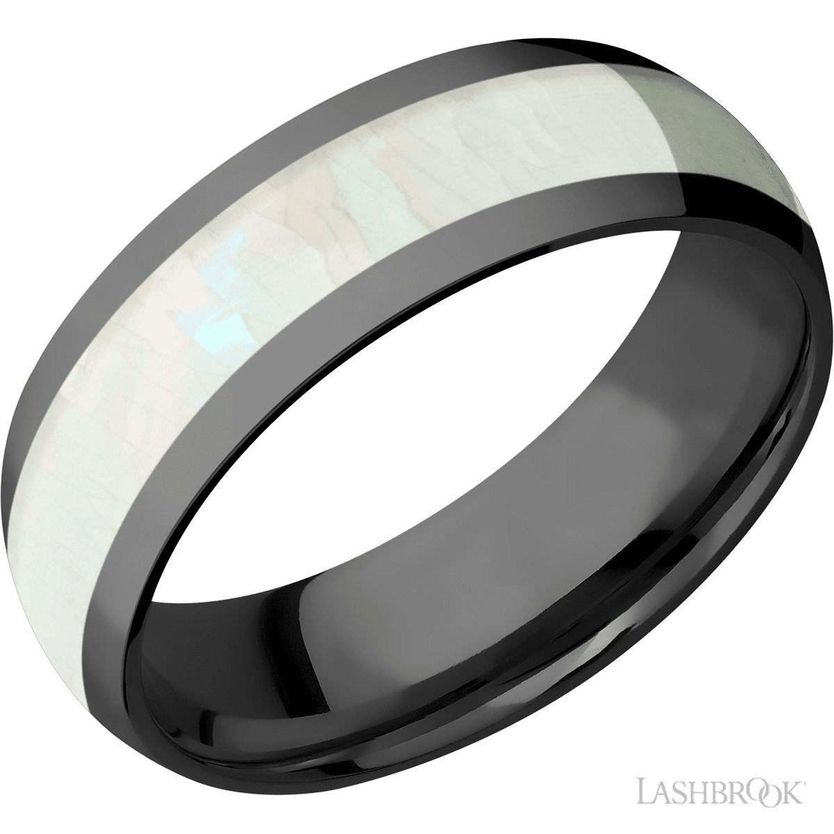 Lashbrook Male Wedding Band With Freshwater Mother of Pearl Inlay - Diamonds By Rothschild