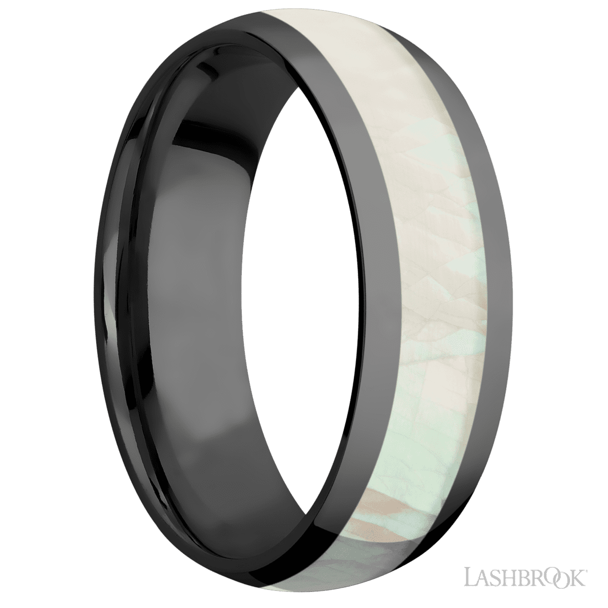 Lashbrook Male Wedding Band With Freshwater Mother of Pearl Inlay - Diamonds By Rothschild