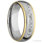 Lashbrook Male Wedding Band With Yellow Gold Inlay & Beaded Diamonds - Diamonds By Rothschild
