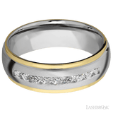 Lashbrook Male Wedding Band With Yellow Gold Inlay & Beaded Diamonds - Diamonds By Rothschild