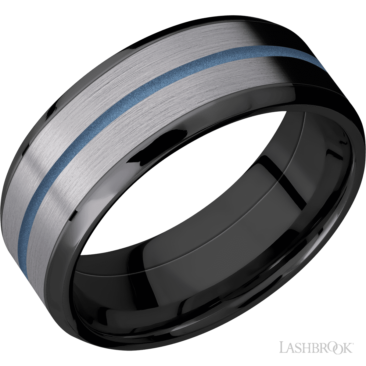 Lashbrook Male Wedding Ring with Polish Finish and Tantalum Inlay - Diamonds By Rothschild