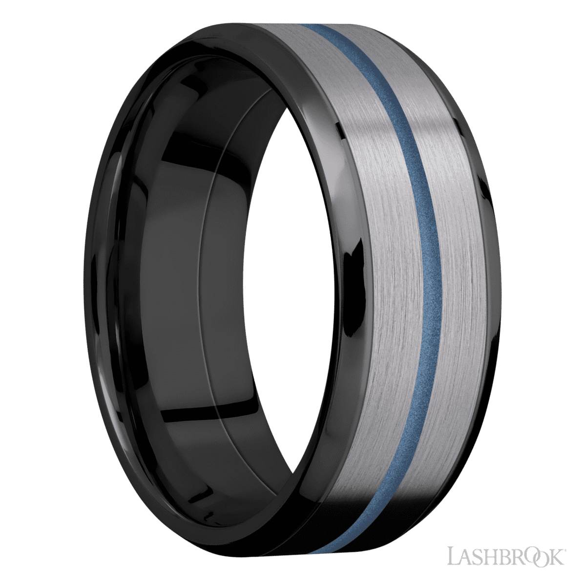 Lashbrook Male Wedding Ring with Polish Finish and Tantalum Inlay - Diamonds By Rothschild