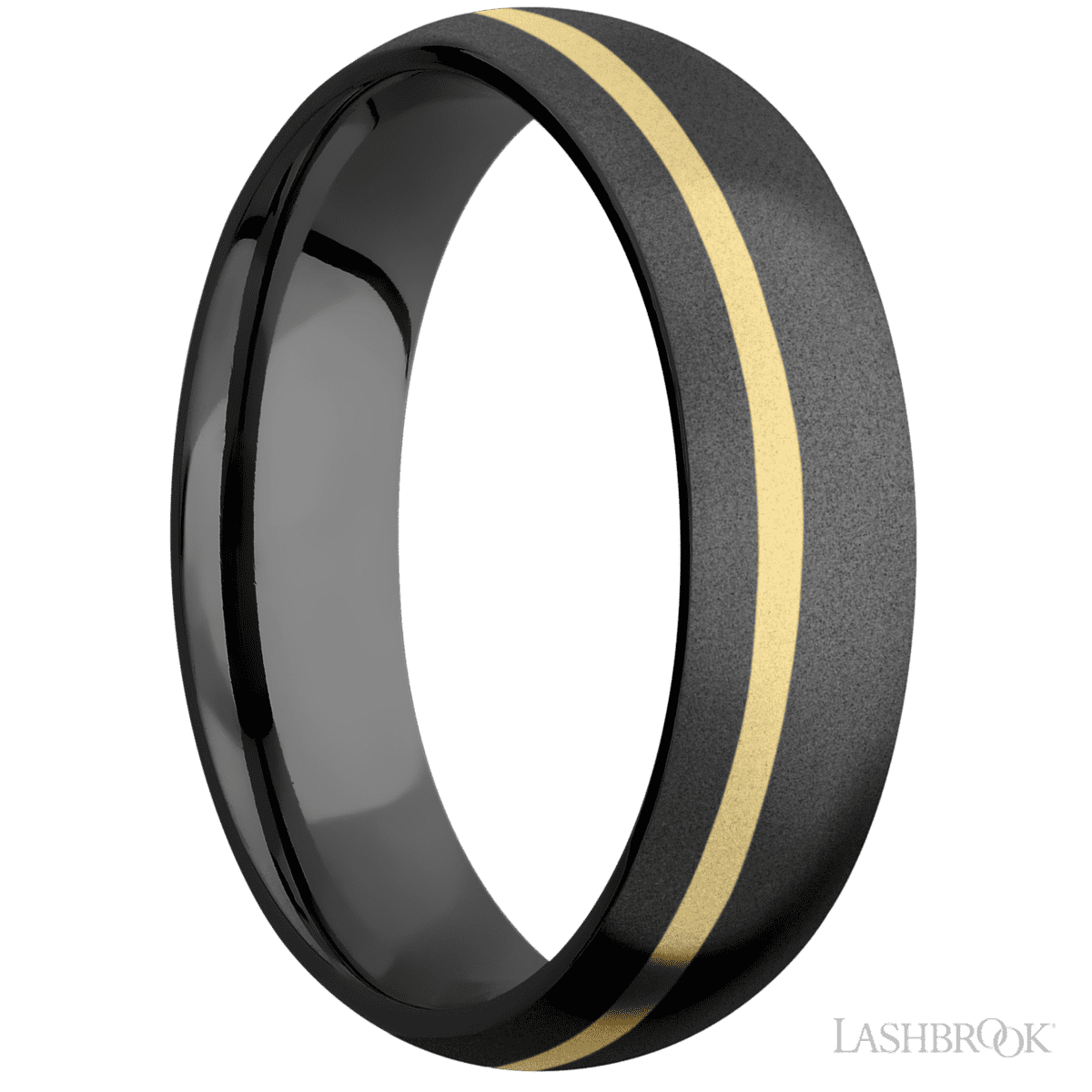 Lashbrook Male Zirconium with Bead Finish and 14K Yellow Gold Inlay - Diamonds By Rothschild