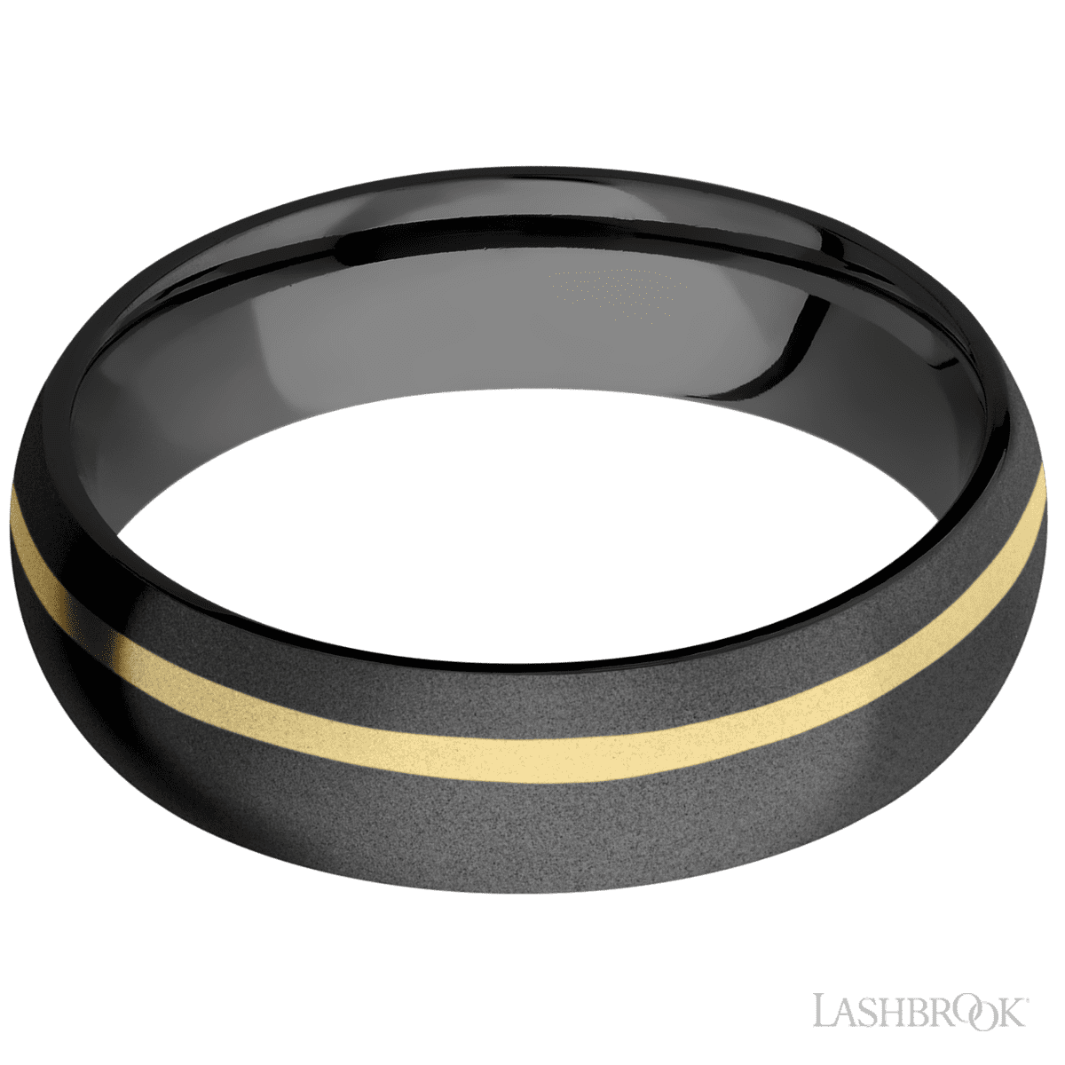 Lashbrook Male Zirconium with Bead Finish and 14K Yellow Gold Inlay - Diamonds By Rothschild