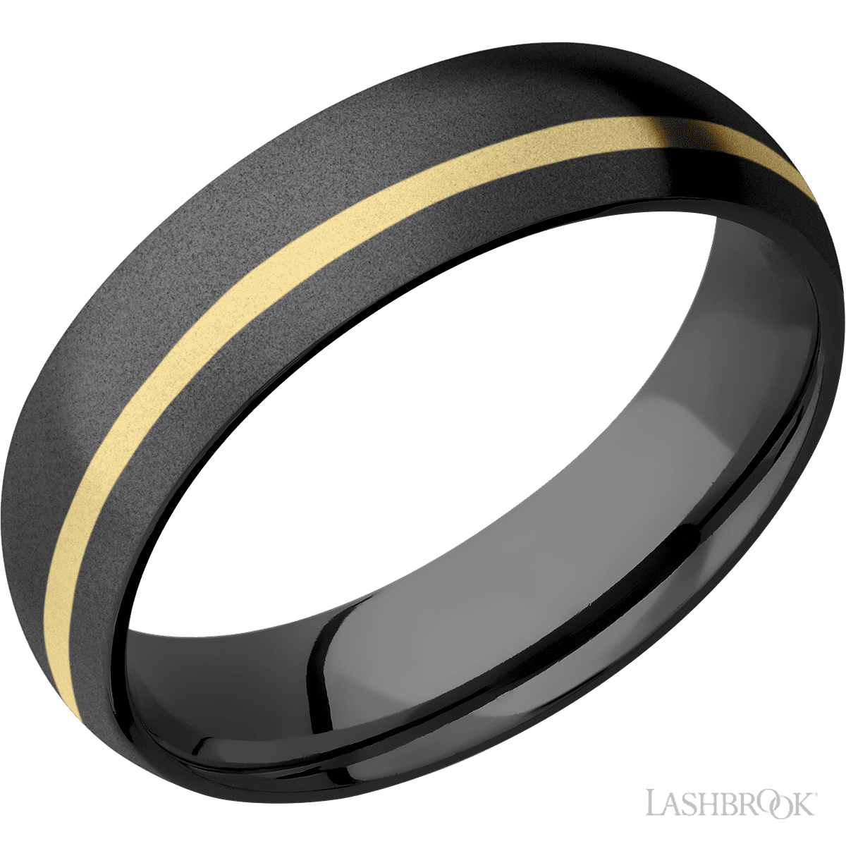Lashbrook Male Zirconium with Bead Finish and 14K Yellow Gold Inlay - Diamonds By Rothschild