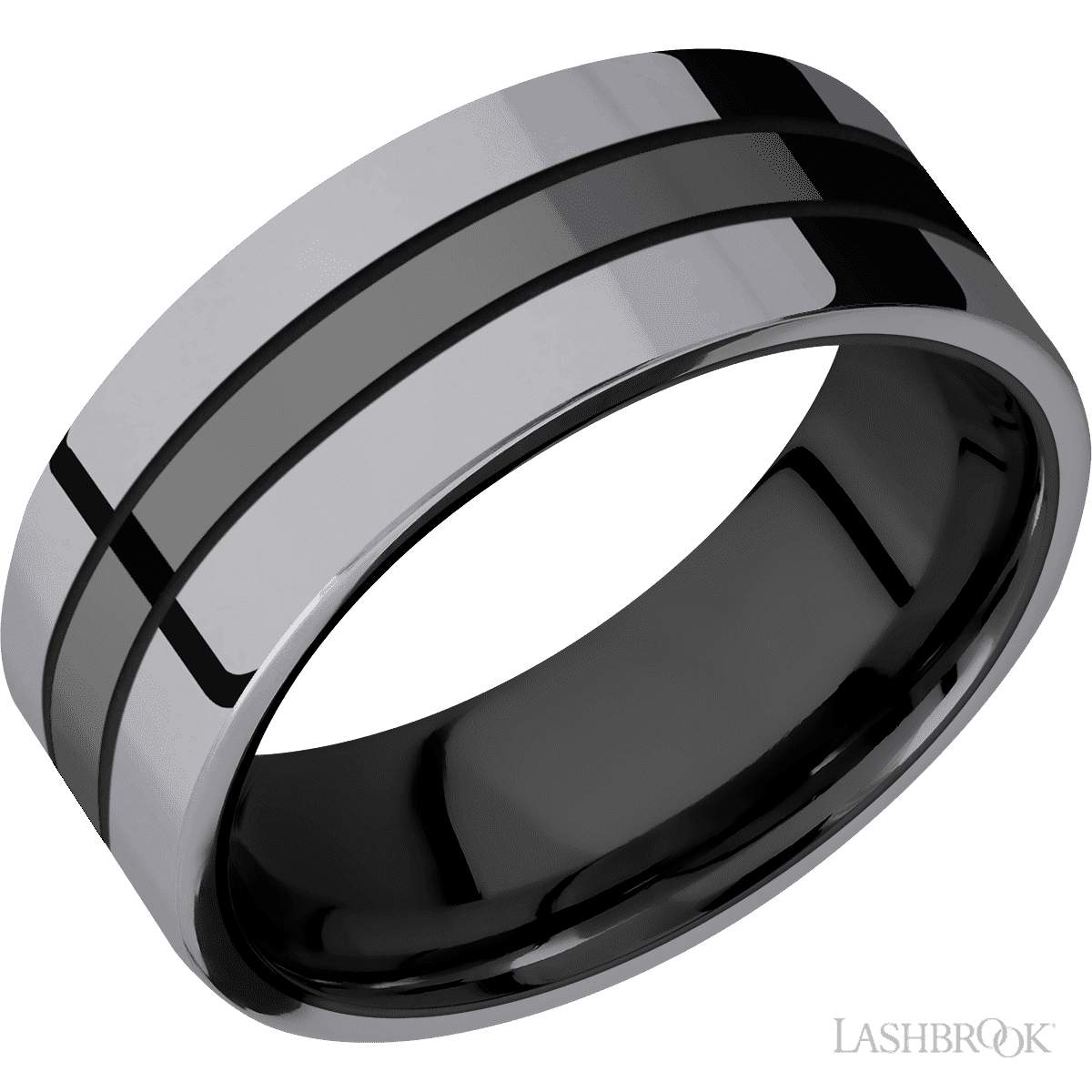 Lashbrook Marriage Band For Him with Polish Finish and Tantalum Inlay - Diamonds By Rothschild