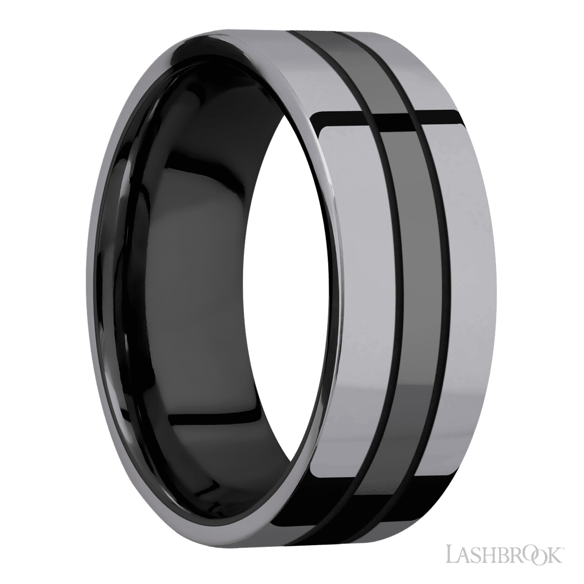 Lashbrook Marriage Band For Him with Polish Finish and Tantalum Inlay - Diamonds By Rothschild
