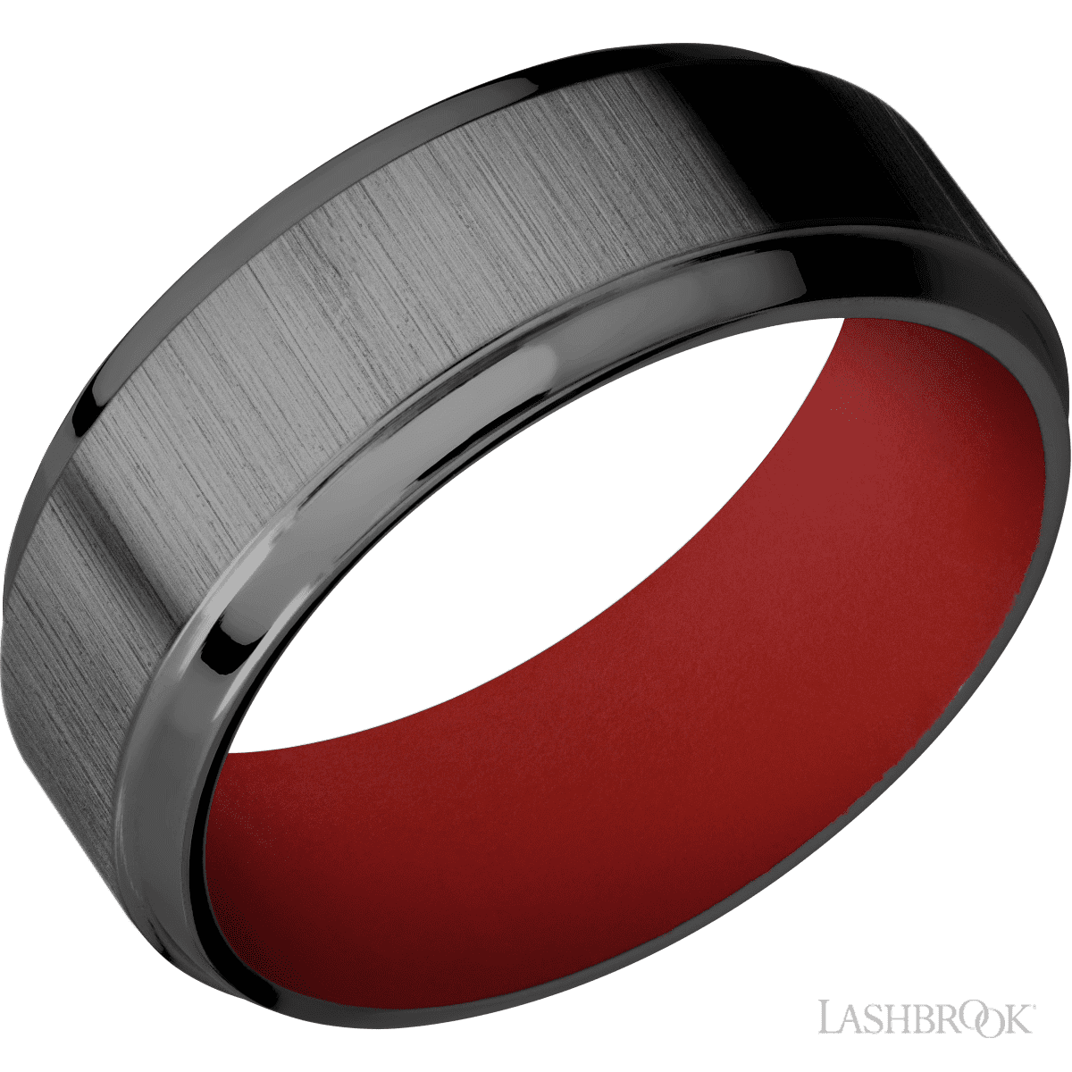 Lashbrook Marriage Ring For Him with Cross Satin Black and USMC Red - Diamonds By Rothschild
