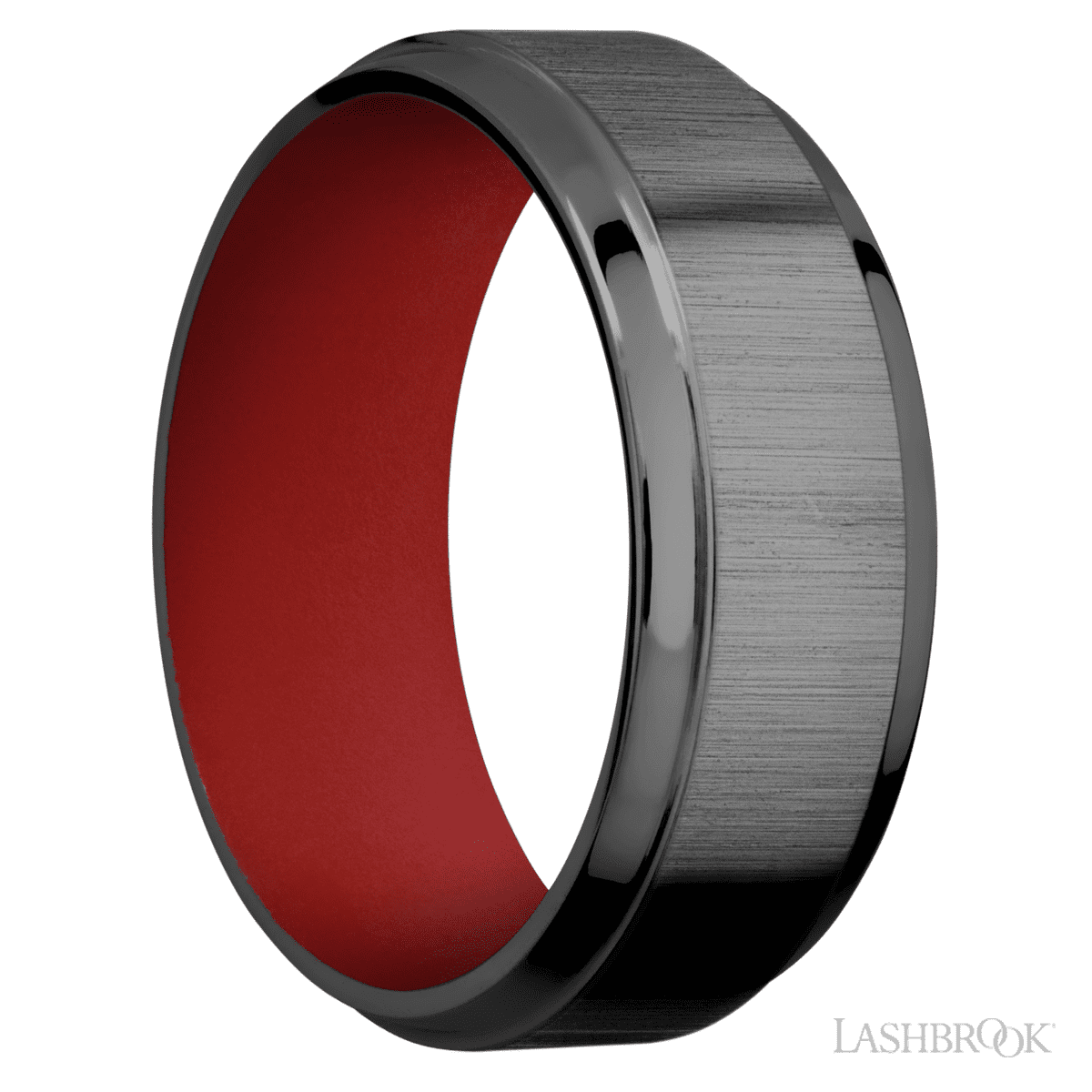Lashbrook Marriage Ring For Him with Cross Satin Black and USMC Red - Diamonds By Rothschild