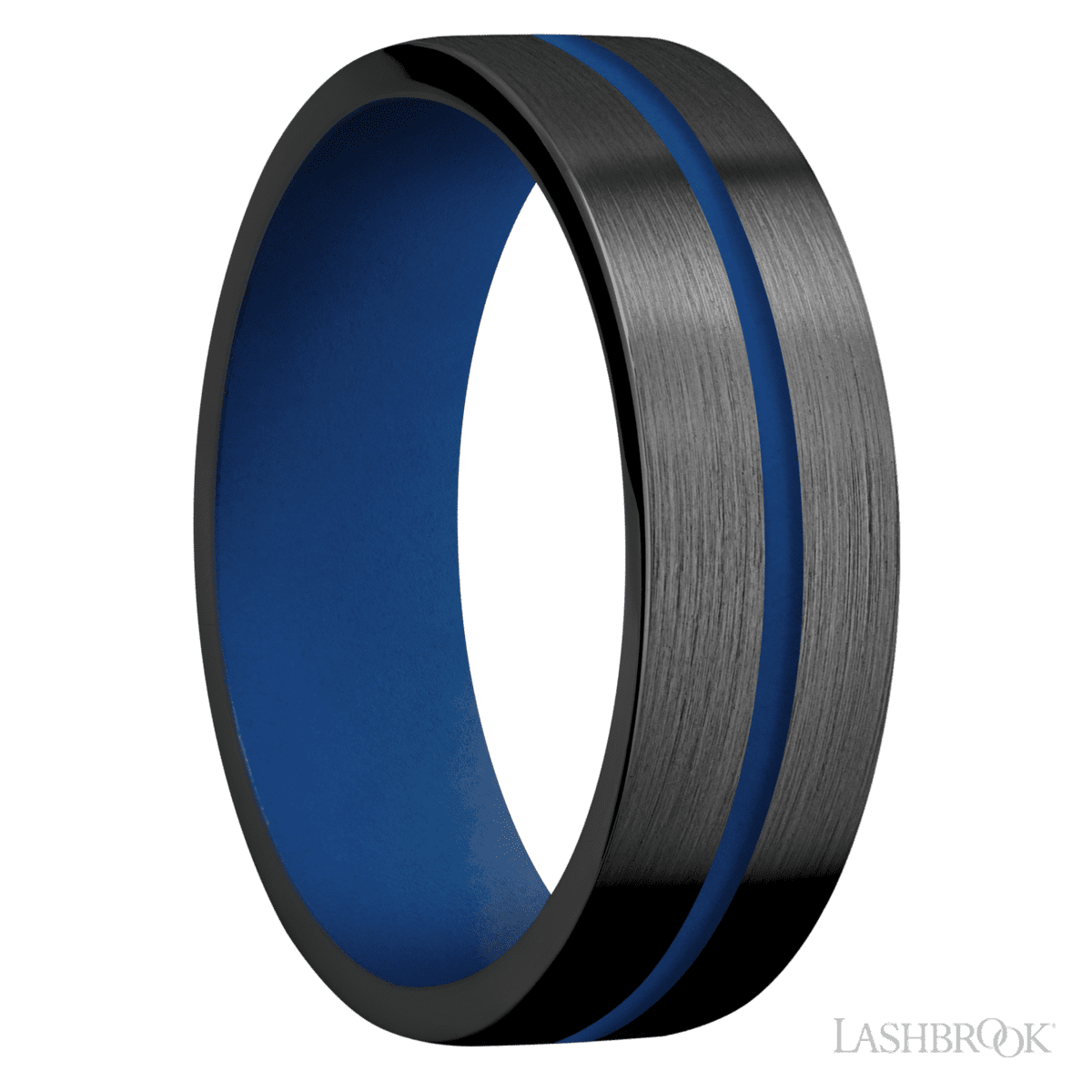 Lashbrook Men's Wedding Band with Royal Blue Inlay and Royal Blue - Diamonds By Rothschild