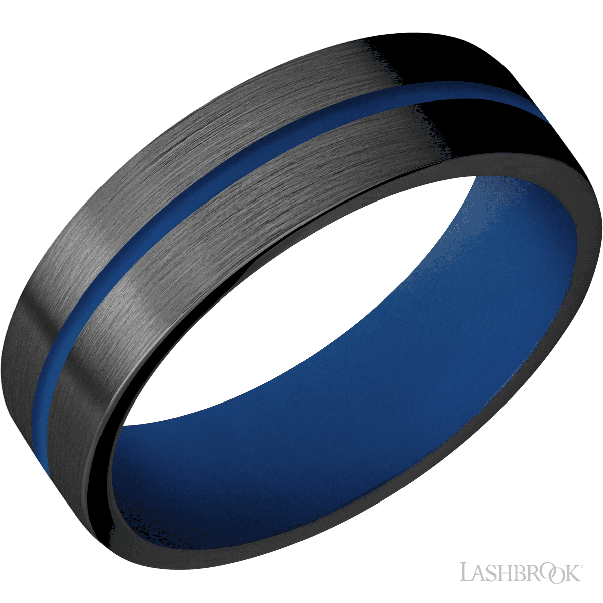 Lashbrook Men's Wedding Band with Royal Blue Inlay and Royal Blue - Diamonds By Rothschild