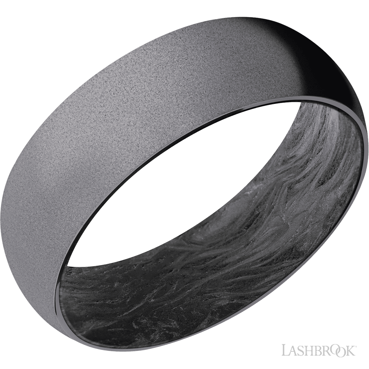 Lashbrook Men's Wedding Ring With Sand Finish & Forged Carbon Fiber - Diamonds By Rothschild