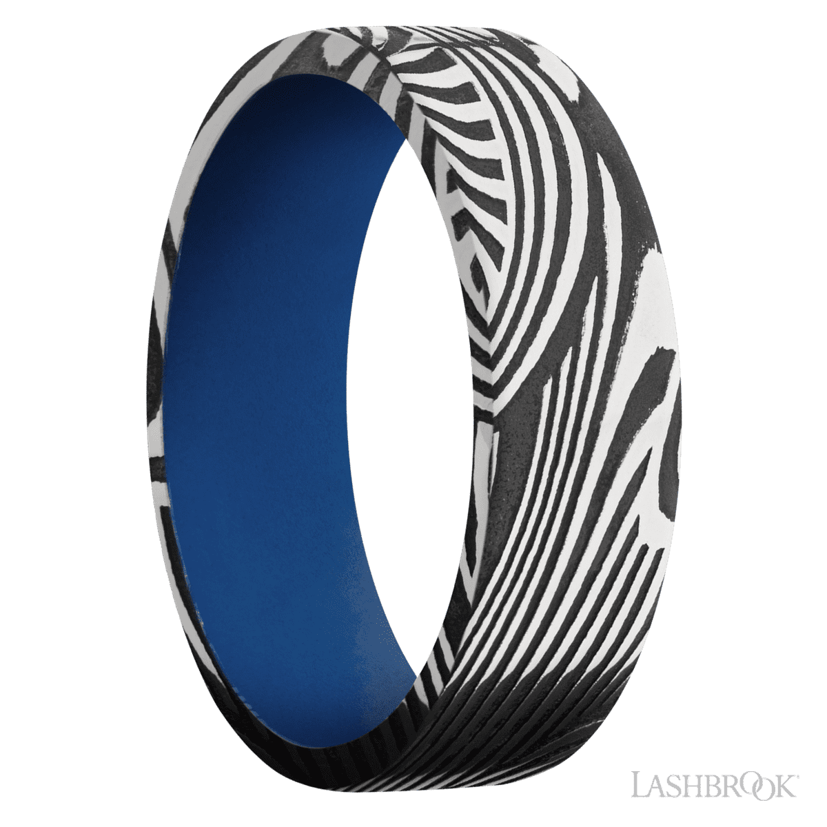 Lashbrook Sunset Men's Wedding Ring With Acid Finish And Royal Blue - Diamonds By Rothschild