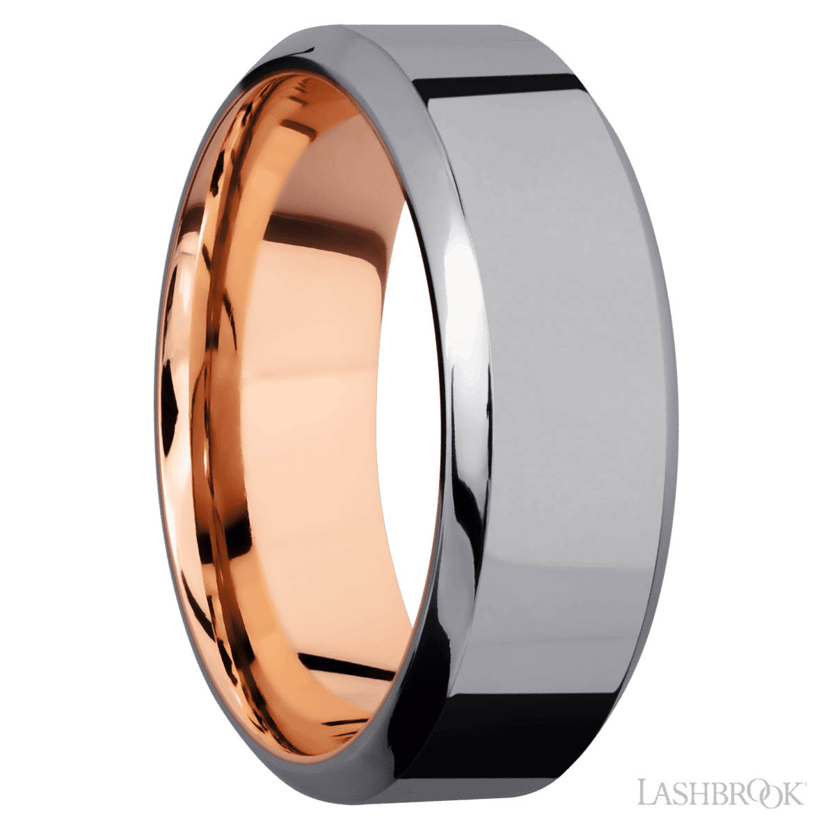 Lashbrook Tantalum Male Band with Polish Finish and 14K Rose Gold - Diamonds By Rothschild