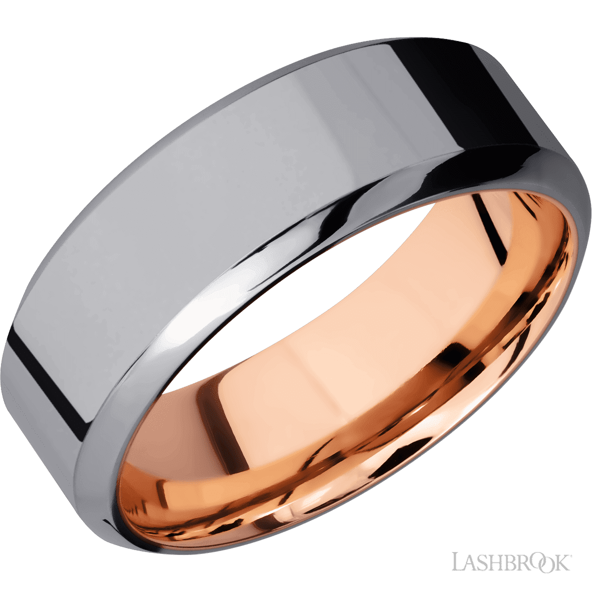 Lashbrook Tantalum Male Band with Polish Finish and 14K Rose Gold - Diamonds By Rothschild