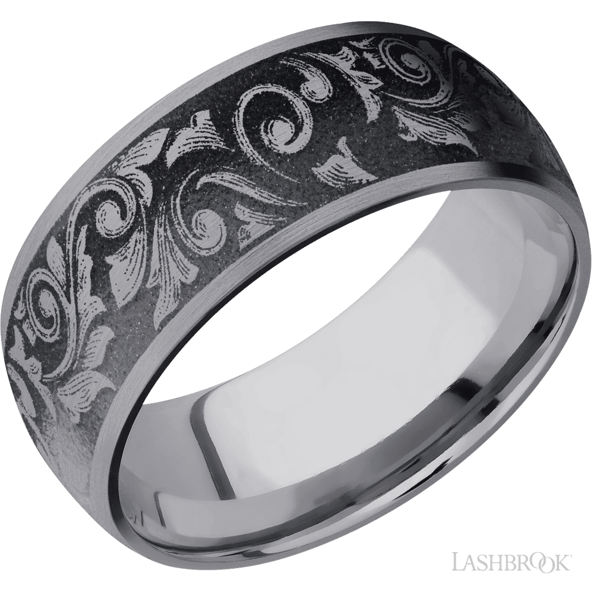 Lashbrook Tantalum Men's Marriage Ring with Patterned Satin Finish - Diamonds By Rothschild