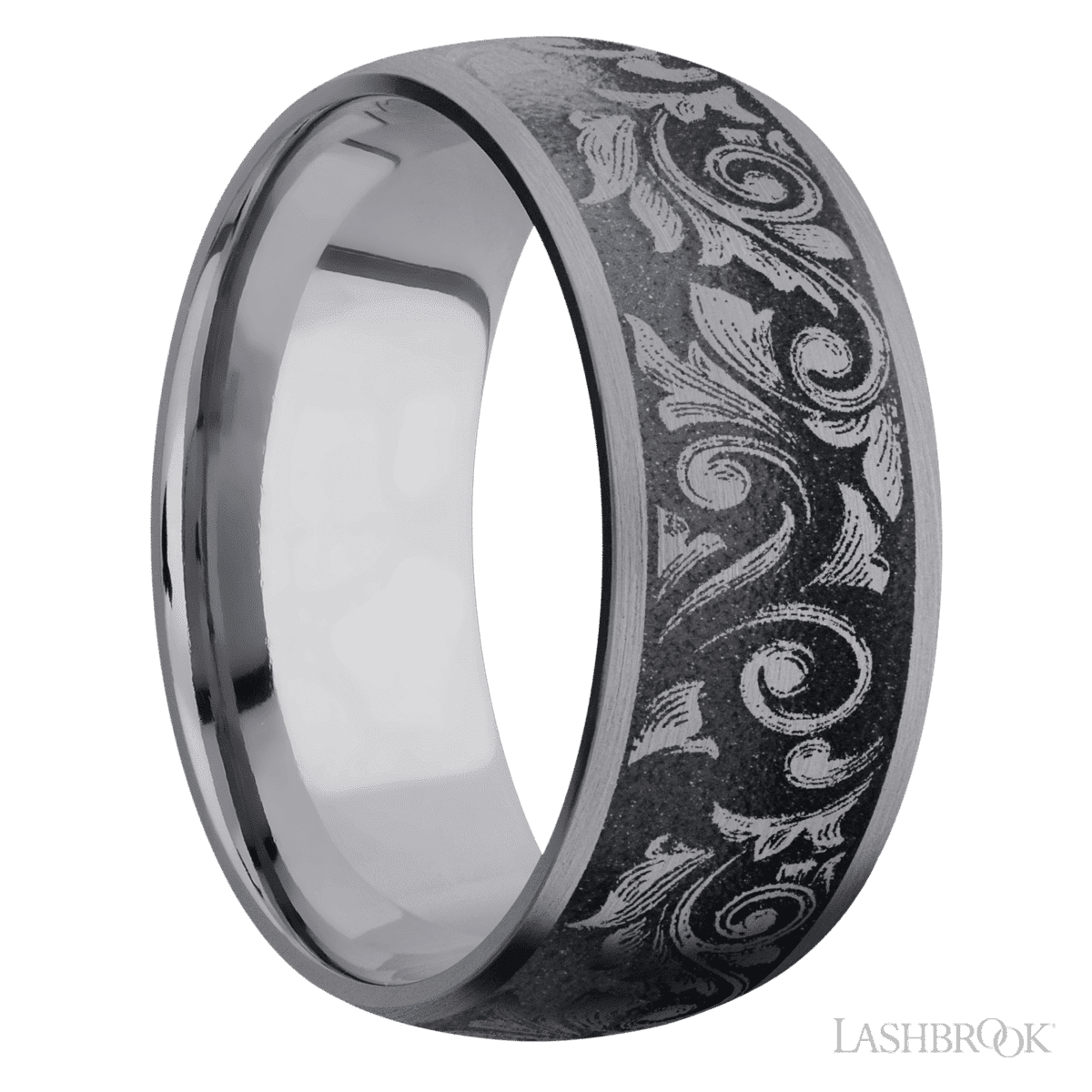 Lashbrook Tantalum Men's Marriage Ring with Patterned Satin Finish - Diamonds By Rothschild