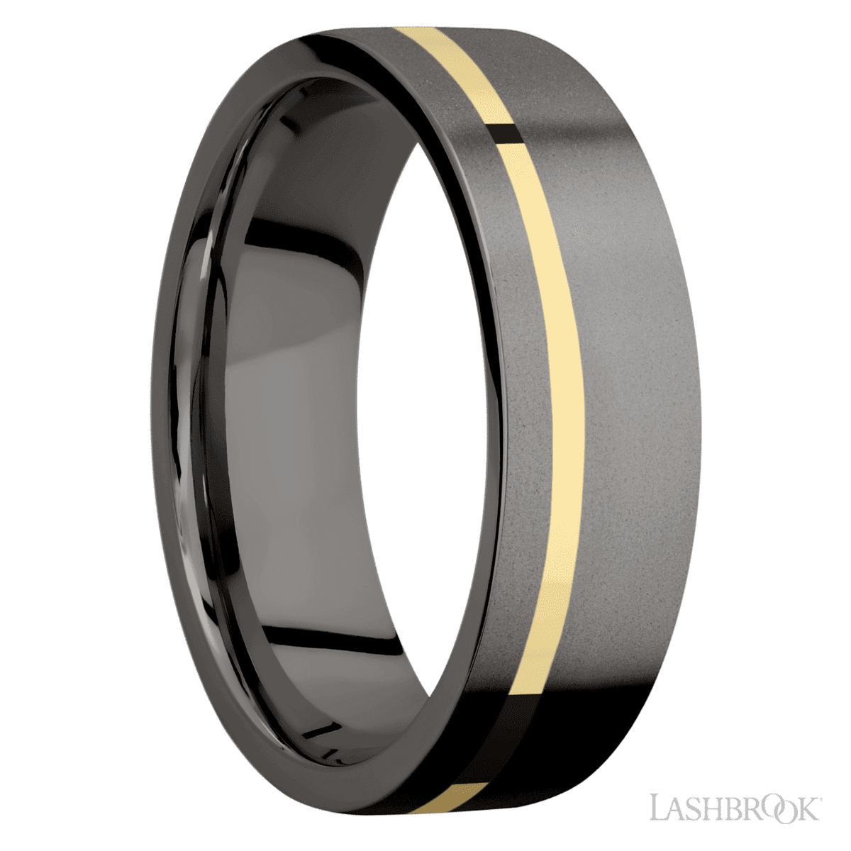 Lashbrook Tantalum Noir Men's Marriage Ring With 14K Yellow Gold Inlay - Diamonds By Rothschild