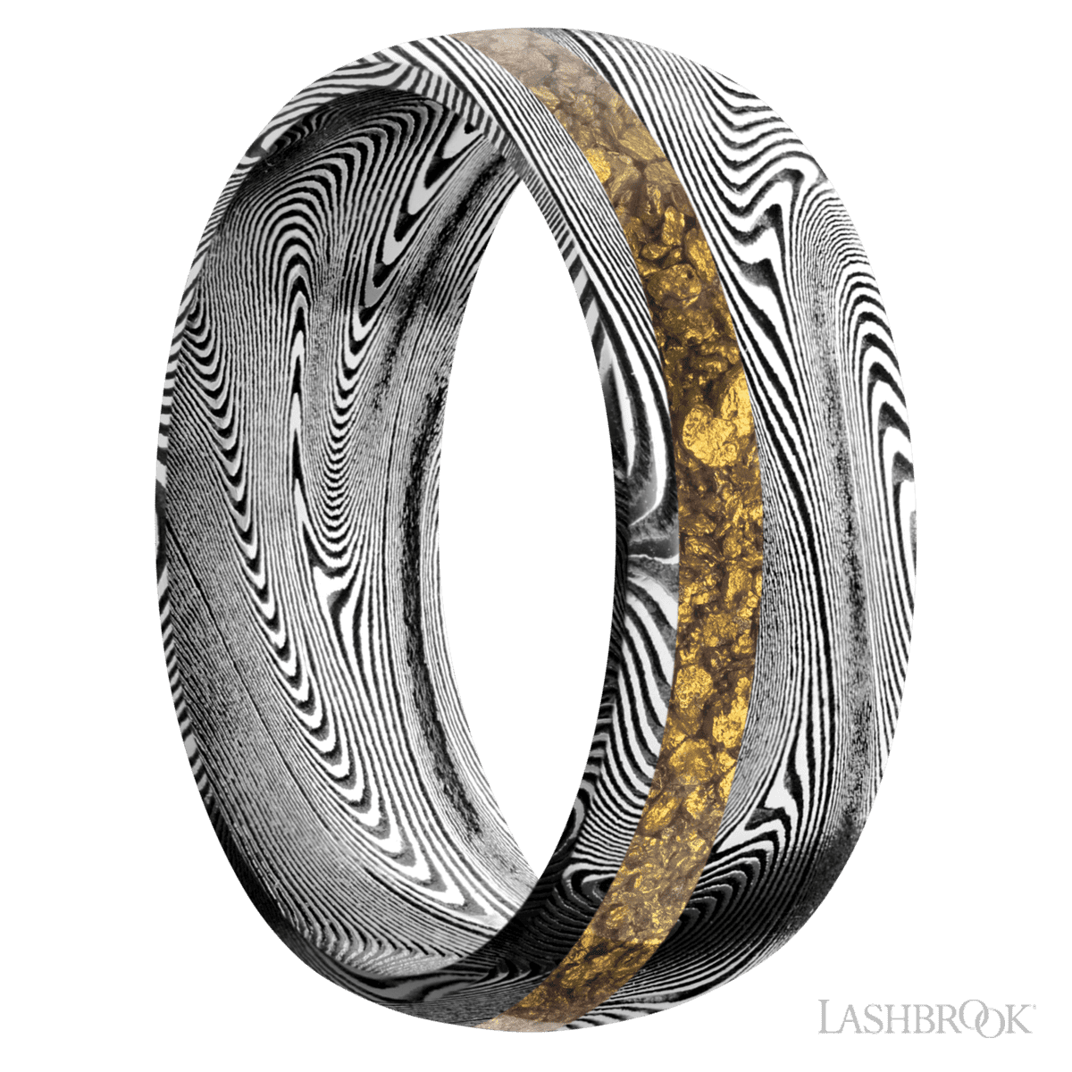 Lashbrook Tightweave Male Wedding Band With Alaskan Gold Nugget Inlay - Diamonds By Rothschild