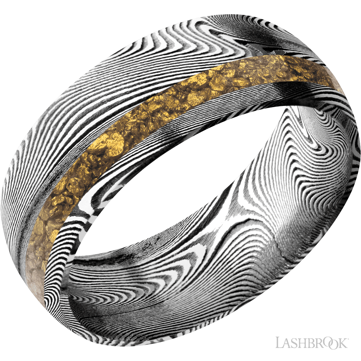 Lashbrook Tightweave Male Wedding Band With Alaskan Gold Nugget Inlay - Diamonds By Rothschild