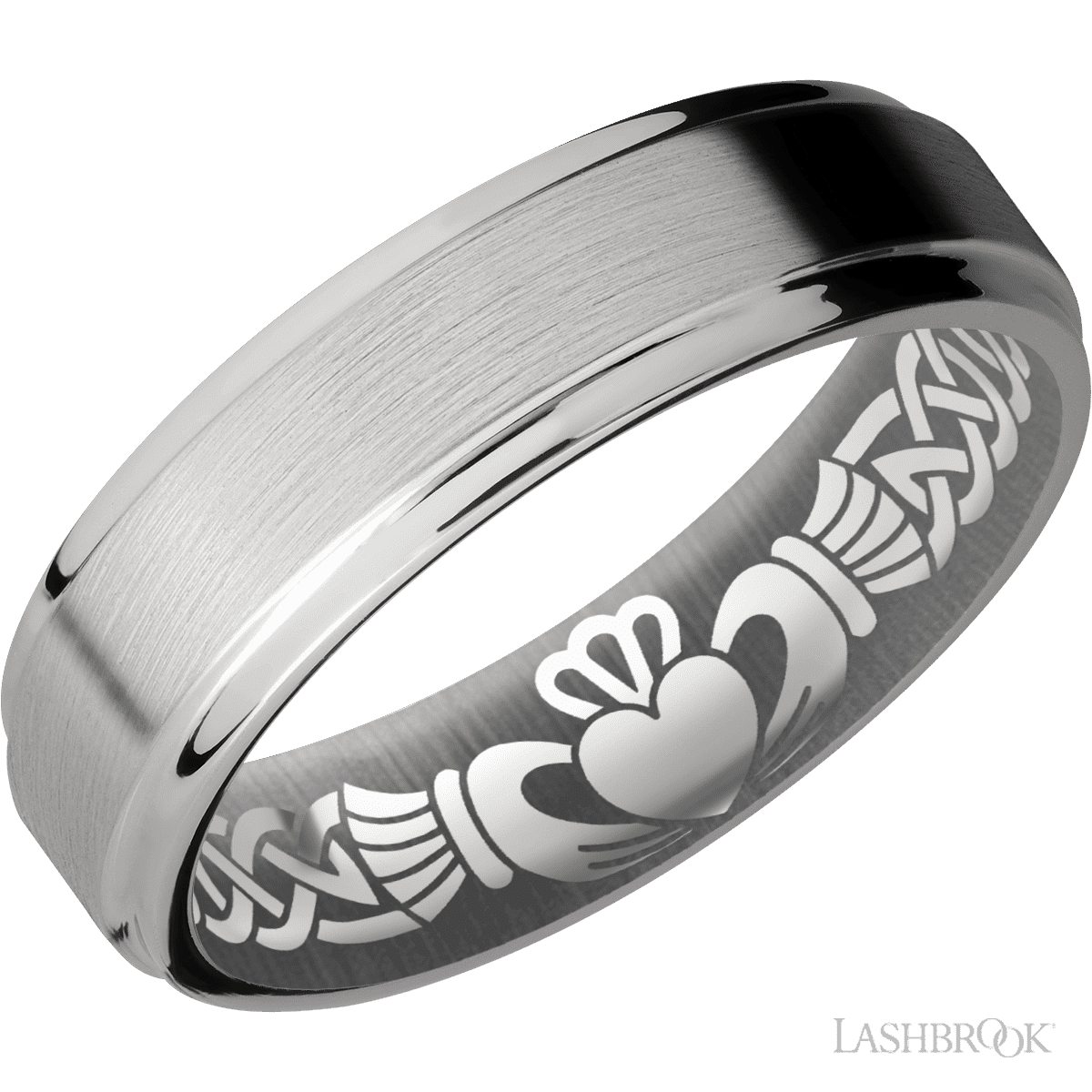 Lashbrook Titanium Male Wedding Ring With Patterned Sleeve - Diamonds By Rothschild