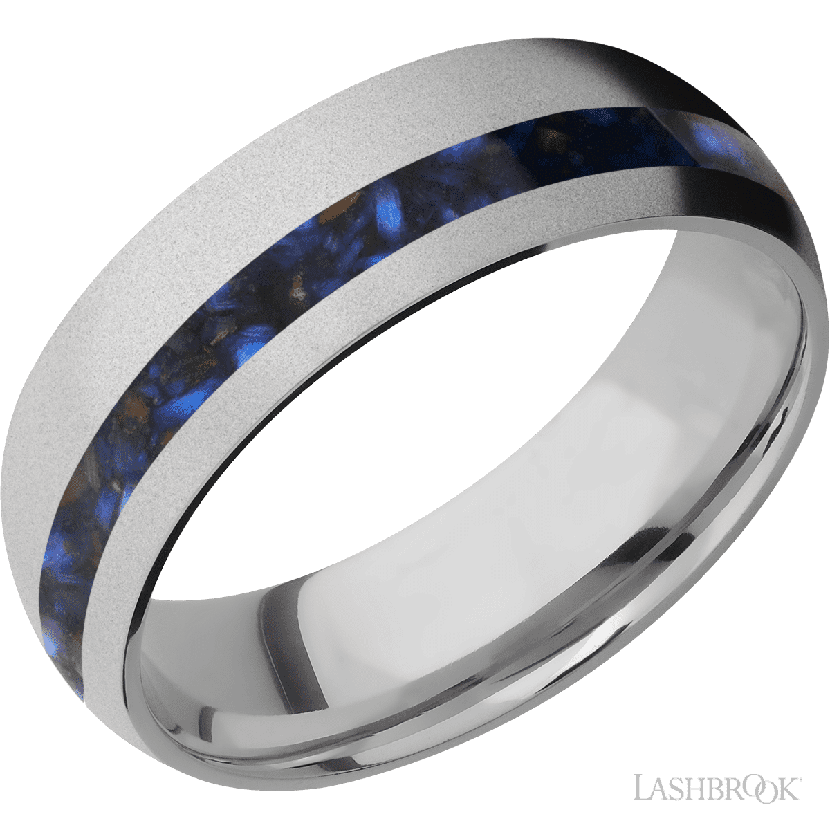 Lashbrook Titanium Wedding Band For Him With Blue Tiger Eye Inlay - Diamonds By Rothschild