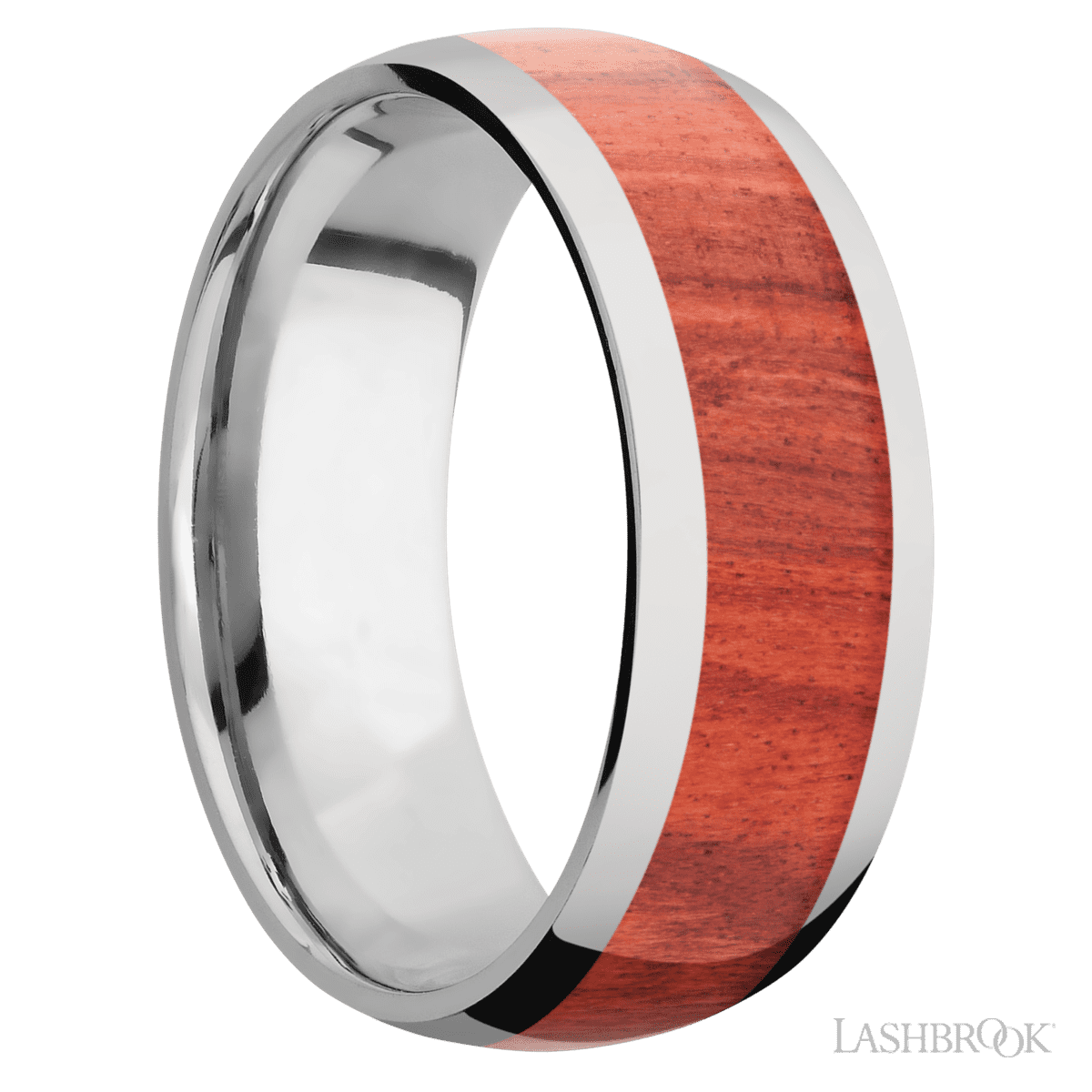 Lashbrook Titanium Wedding Band For Him With Red Heart Wood Inlay - Diamonds By Rothschild
