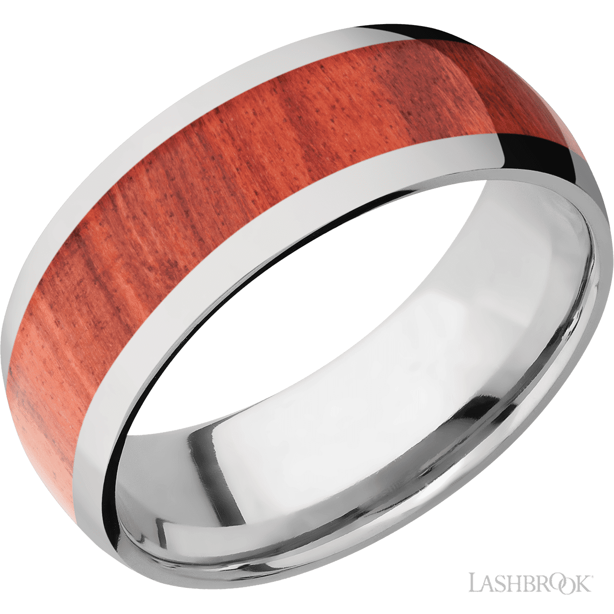 Lashbrook Titanium Wedding Band For Him With Red Heart Wood Inlay - Diamonds By Rothschild