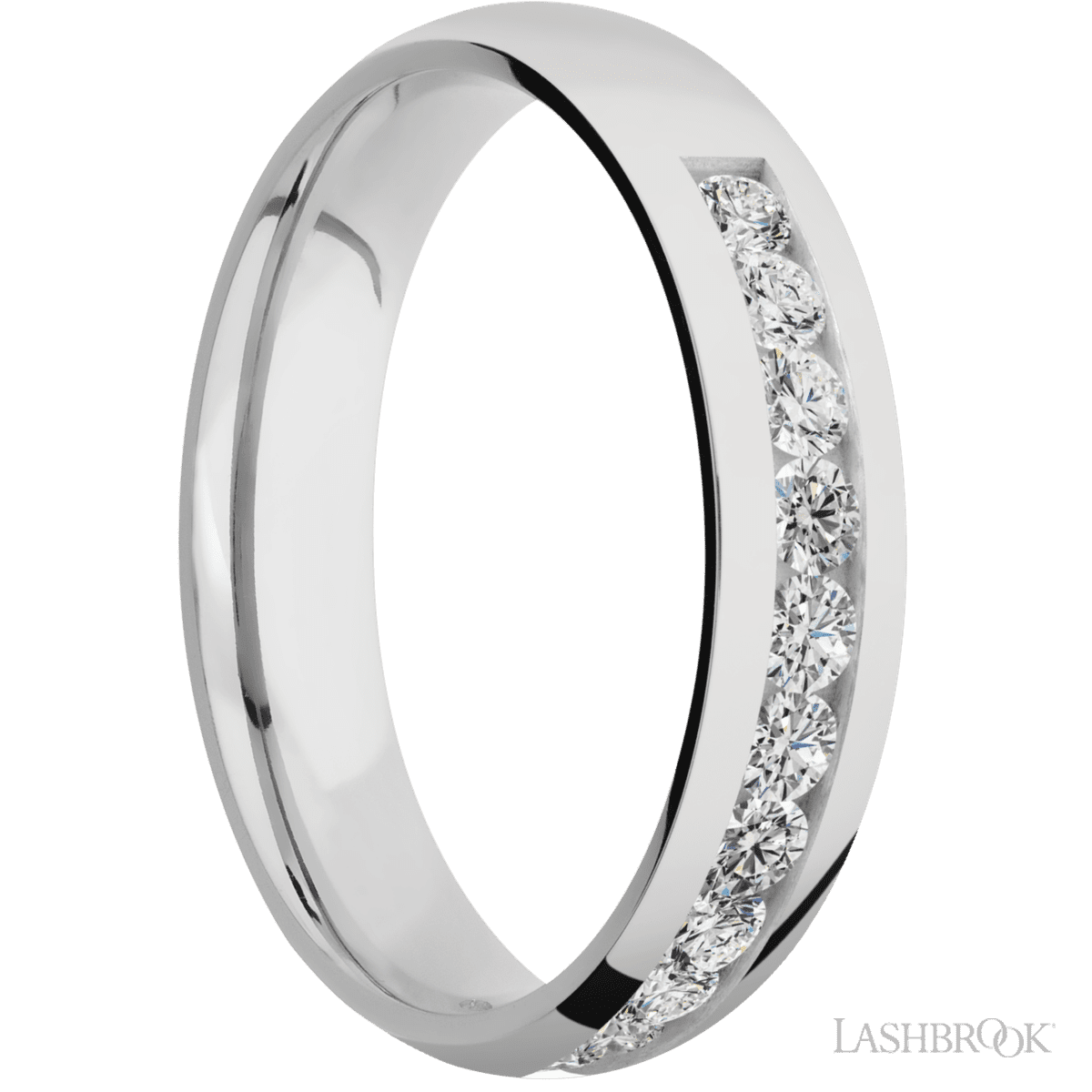 Lashbrook Wedding Band For Him With Beaded Diamonds & Polish Finish - Diamonds By Rothschild