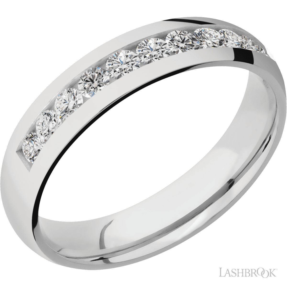 Lashbrook Wedding Band For Him With Beaded Diamonds & Polish Finish - Diamonds By Rothschild