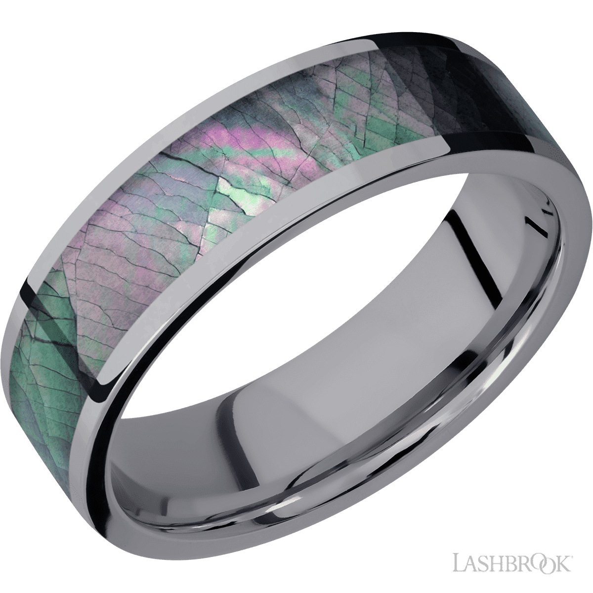 Lashbrook Wedding Band For Him With Black Mother of Pearl Inlay - Diamonds By Rothschild