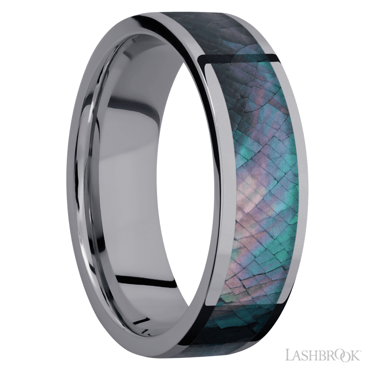 Lashbrook Wedding Band For Him With Black Mother of Pearl Inlay - Diamonds By Rothschild