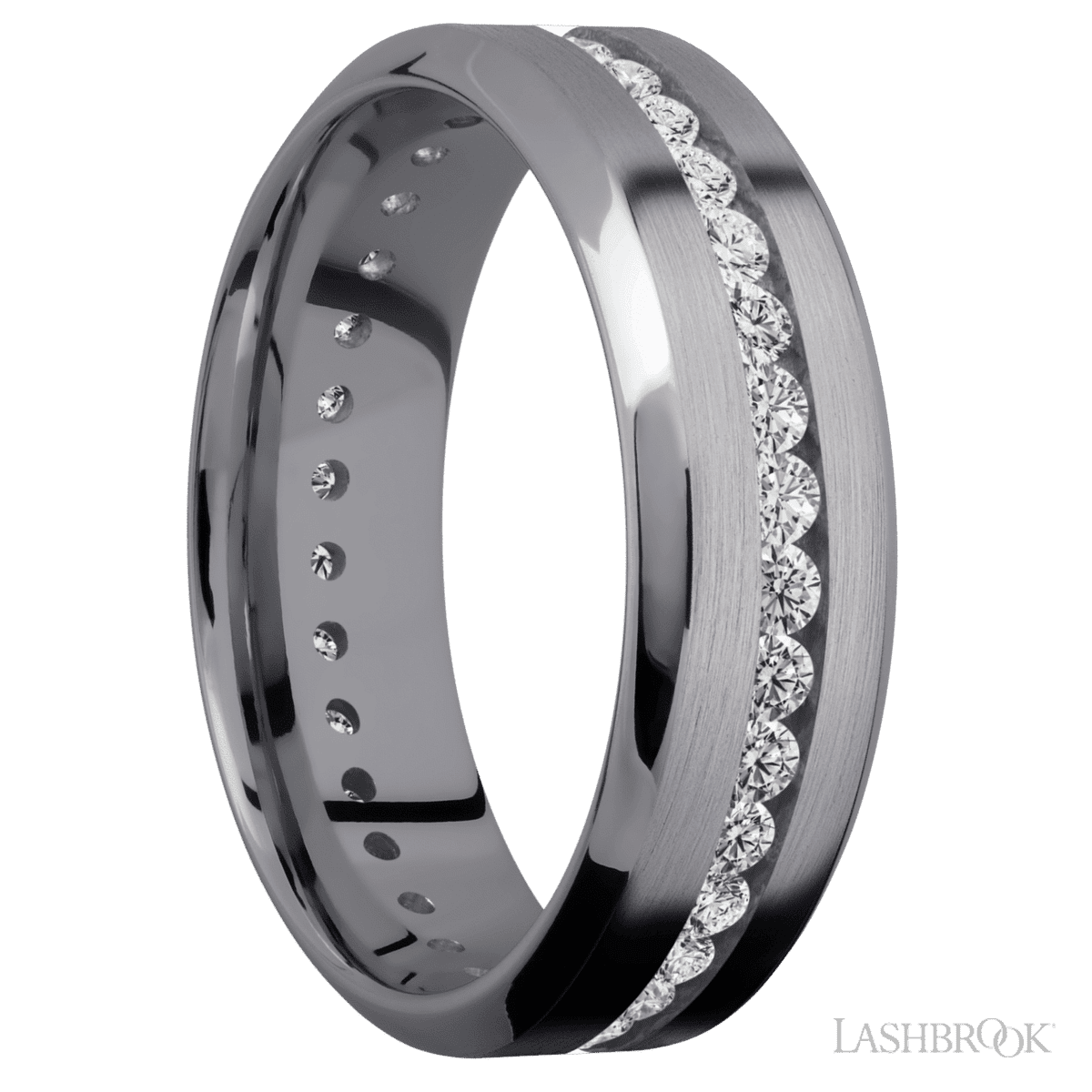 Lashbrook Wedding Band For Him With Channel Diamonds & Satin Finish - Diamonds By Rothschild