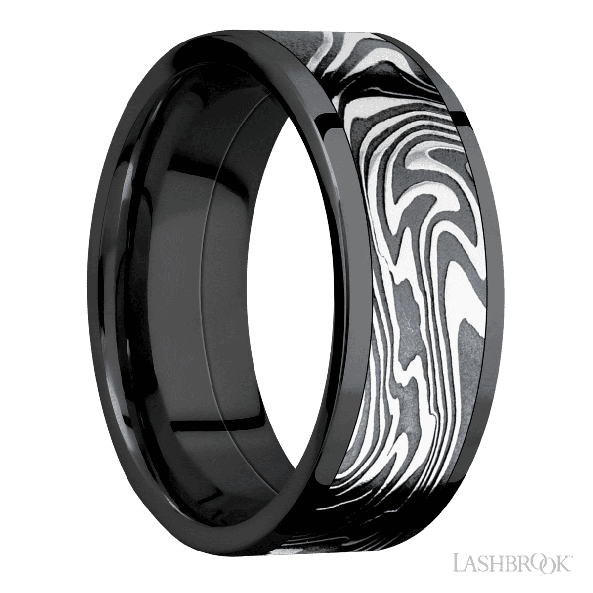 Lashbrook Wedding Band For Him with Polish Finish and Kinetic Inlay - Diamonds By Rothschild